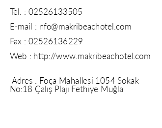 Makri Beach Hotel iletiim bilgileri